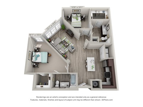 B3 Floor Plan at The Foundry, Indiana, 46617